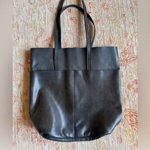 Able Black Leather Tote Bag